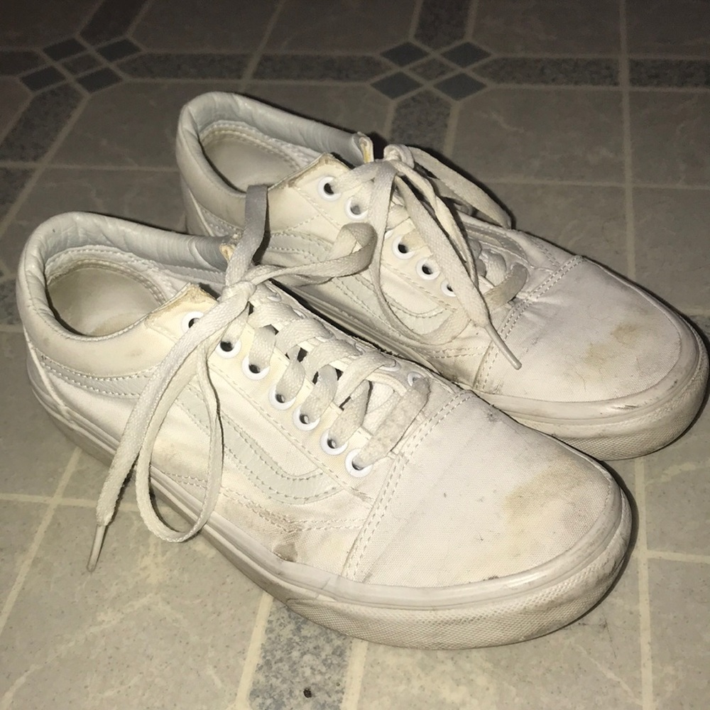 All White Old Skool Vans